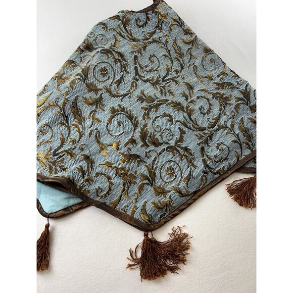 Christmas Eve By Santa’s Best Blue brown‎ embroidered Tree Skirt Tassels polygon - Picture 2 of 4